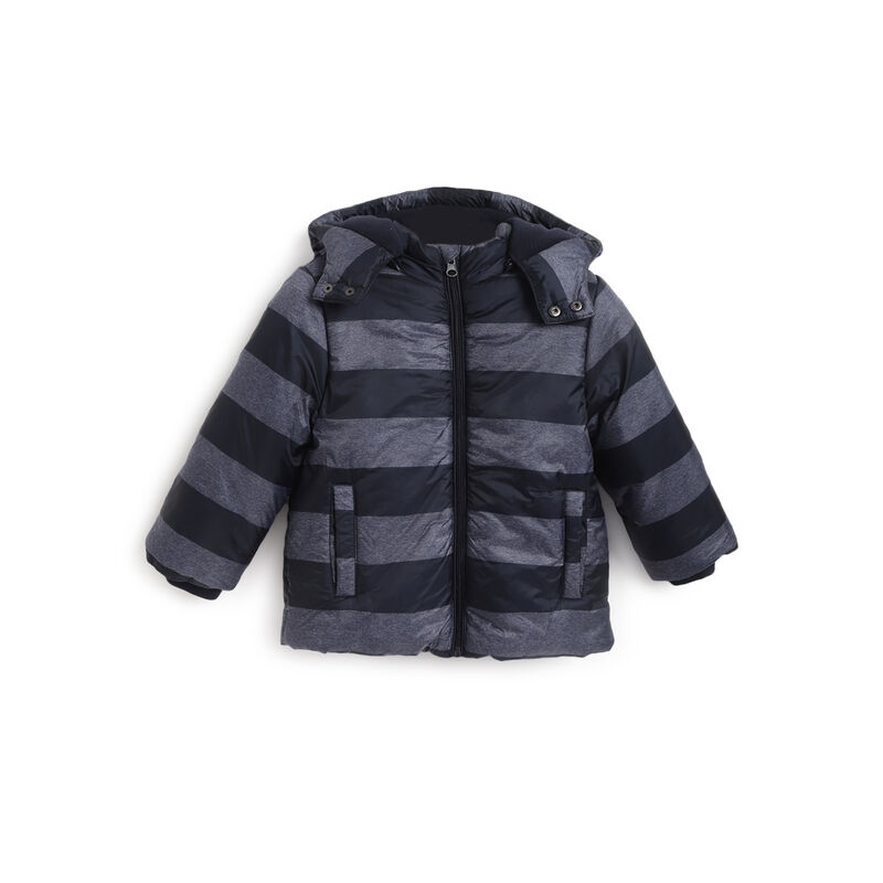 Boys Dark Blue Striped Jacket image number 0